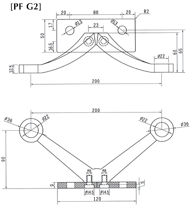Glass Fin Spider PF-G2 Drawing