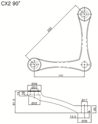 Spider Fitting CX2 90 Drawing