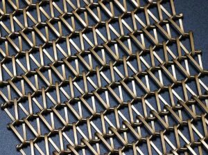 Close-up of spiral mesh in a bronze finish