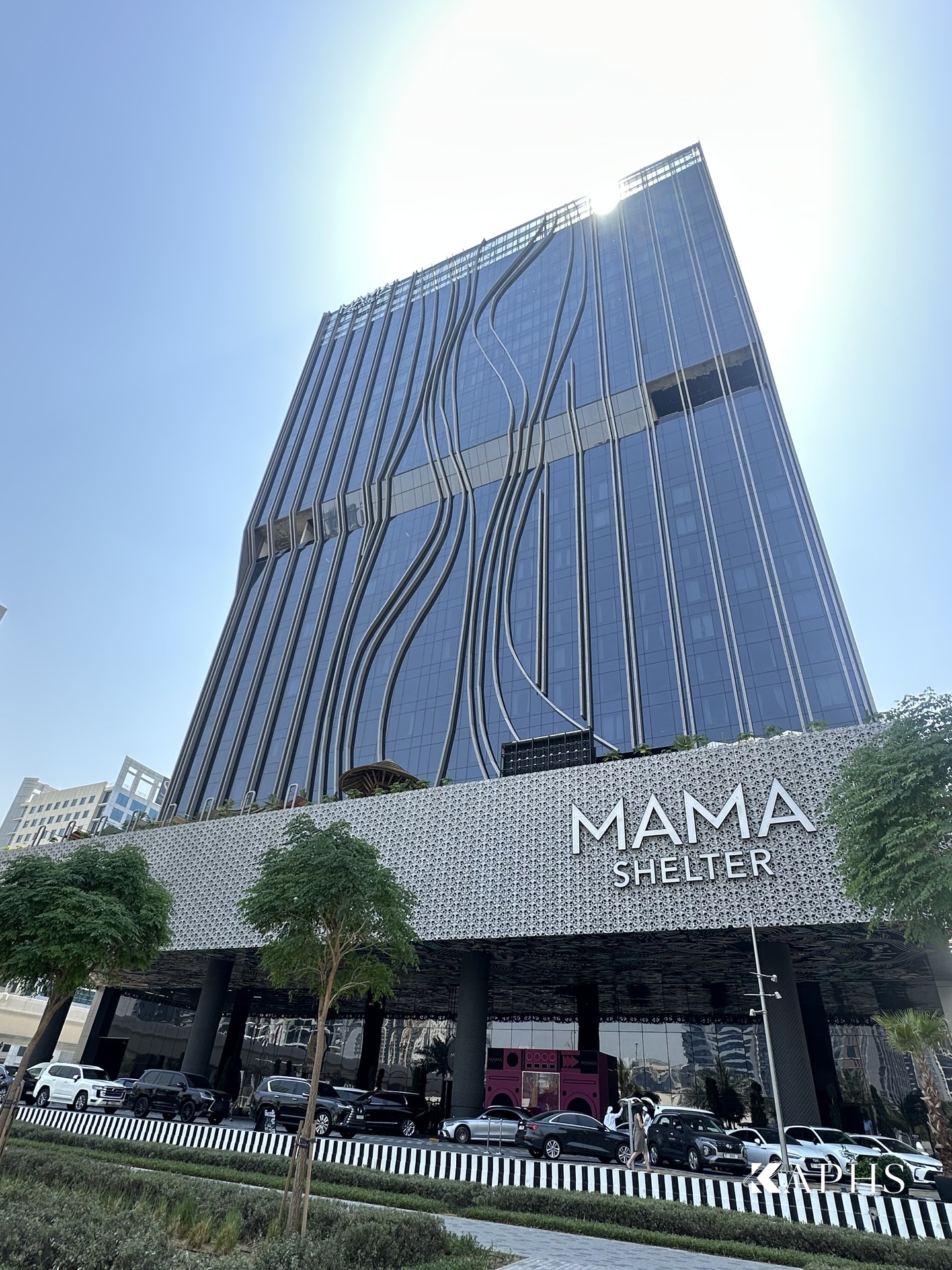 Mama Shelter Hotel podium clad in cast-aluminium Mashrabiya screen, Dubai — KAPHS