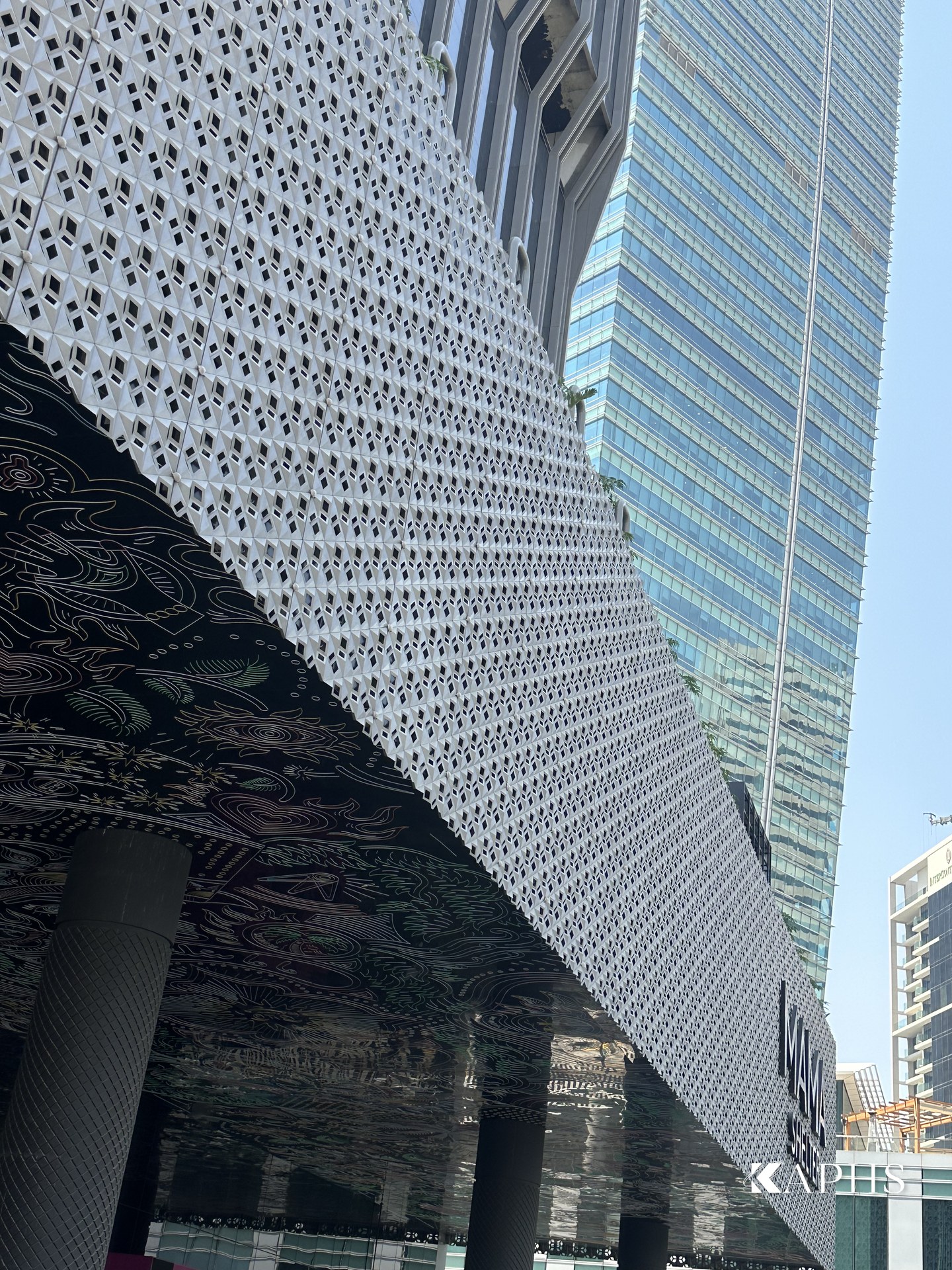 Angled Mashrabiya screen detail at the Mama Shelter Hotel, Business Bay Dubai — KAPHS