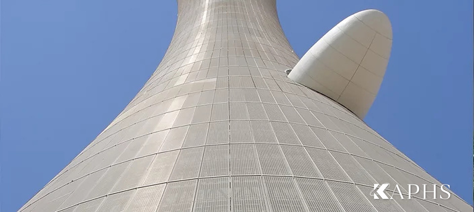 Looking up the DOGLA-TRIO architectural wire mesh façade of the Aspire Tower, Doha — KAPHS