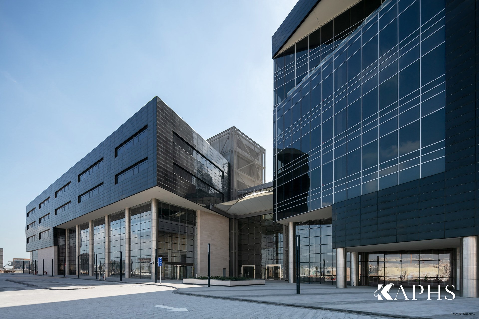 Energy City development exterior with Haver & Boecker architectural wire mesh screening, Qatar — KAPHS