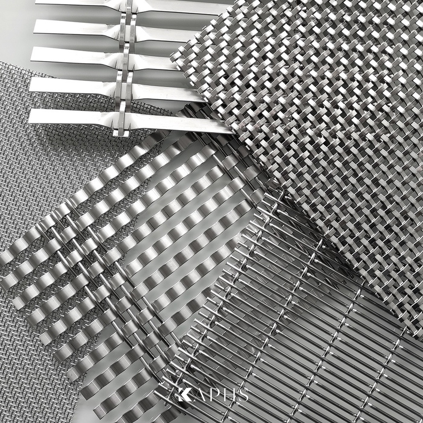 Architectural wire mesh woven stainless steel façade samples — KAPHS, Dubai & UAE