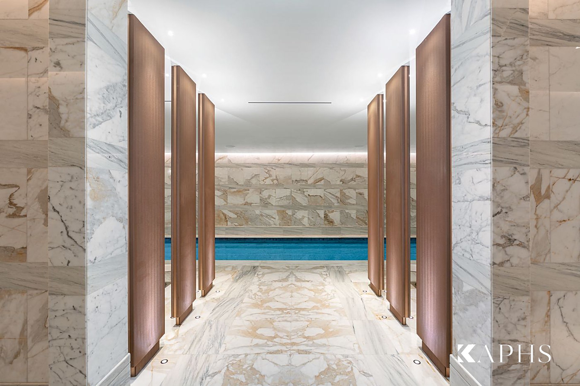 Painted architectural wire mesh partition screens in the Mandarin Oriental Doha spa — KAPHS