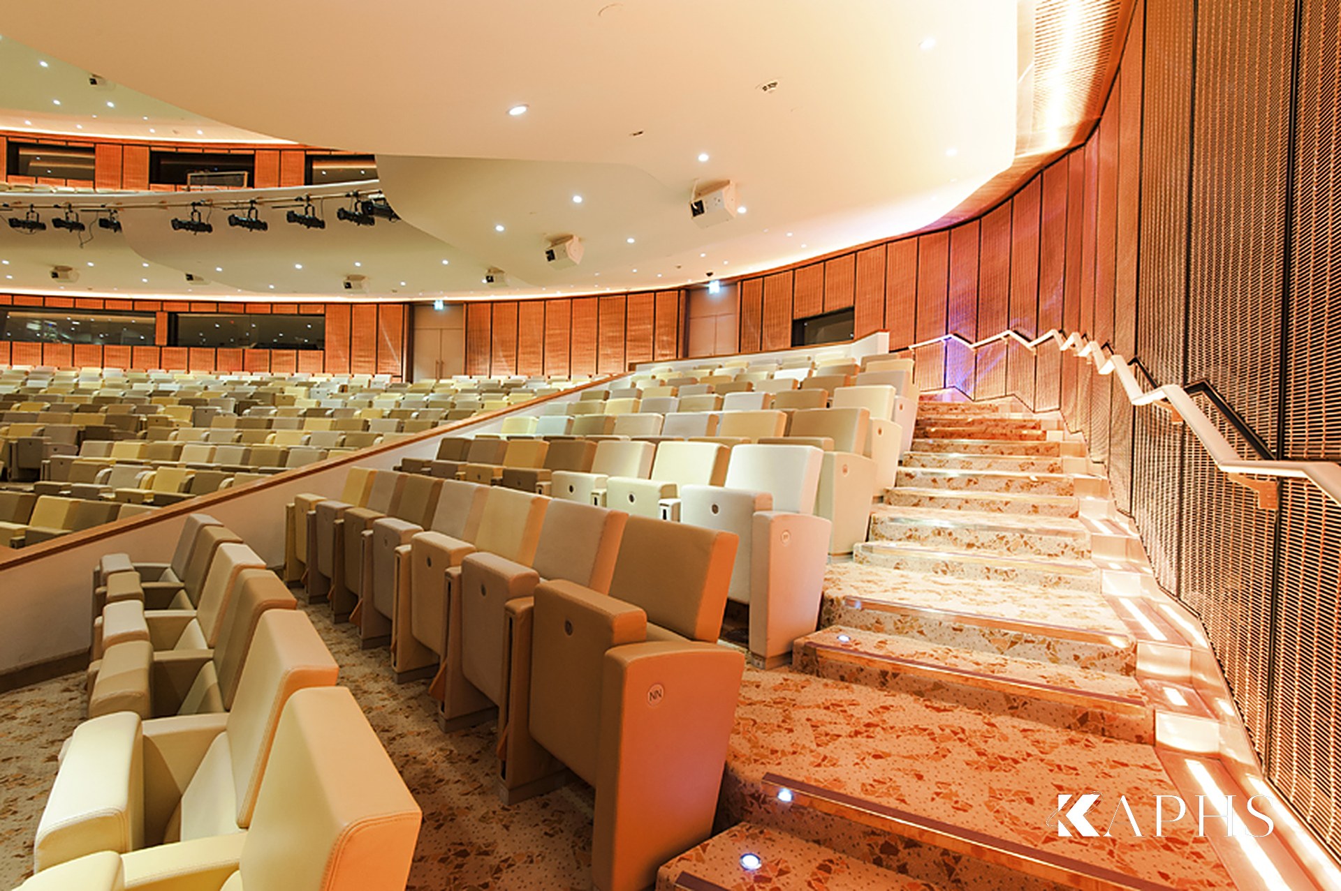 QNCC Theatre Hall — bronze architectural wire mesh cladding, Doha, KAPHS