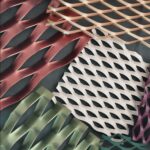 Expanded metal mesh in copper, red, cream and green diamond patterns — KAPHS ExpandForm, Dubai & UAE