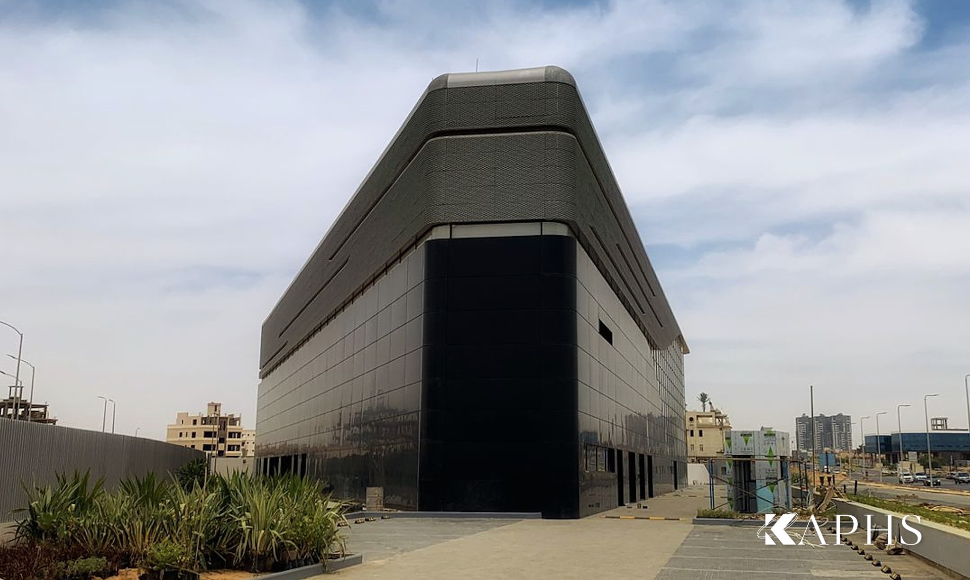 ExpandForm diamond-pattern expanded metal mesh cladding on the Mercedes-Benz Ezz Al Arab Star showroom, Egypt — KAPHS