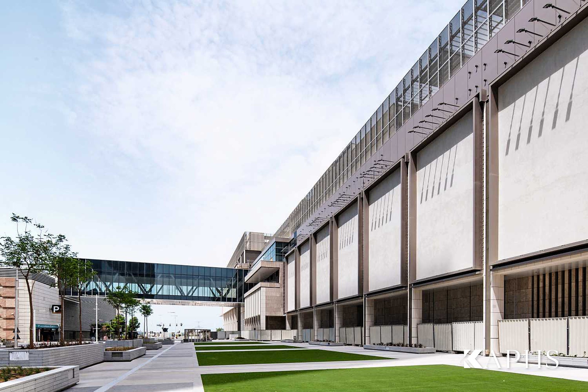 Rooftop MEP cladding in ExpandForm expanded metal mesh along The Galleria, Al Maryah Island — KAPHS