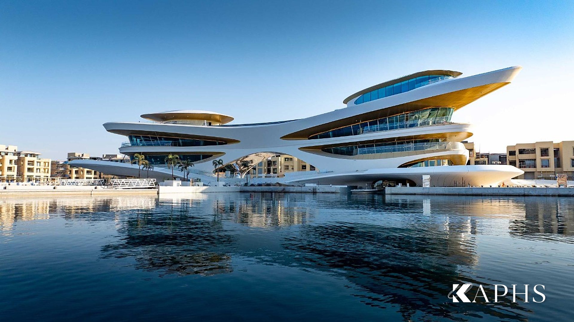 AMAALA Triple Bay Marina Yacht Club over the water, clad in curved NorthGlass jumbo glass — KAPHS