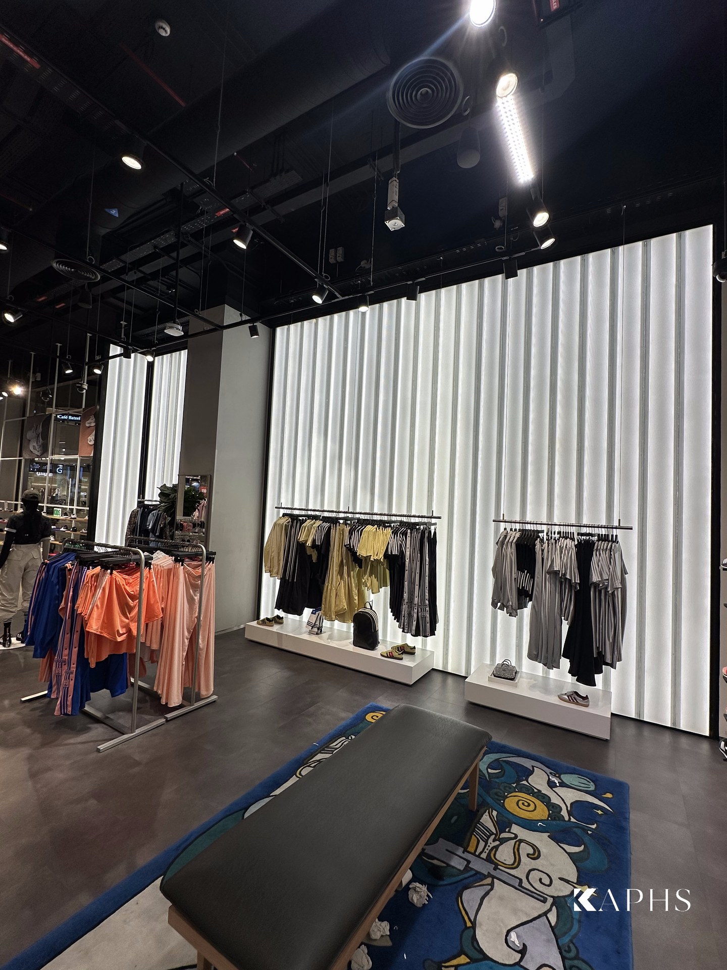 adidas Dubai Hills Mall — channel glass feature wall, KAPHS