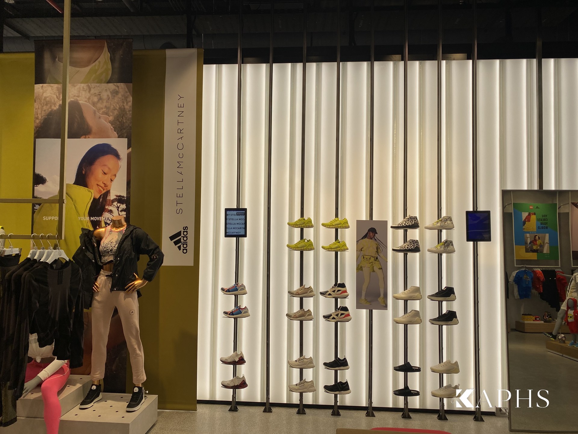 adidas Flagship Store Dubai Mall — channel glass display wall, KAPHS