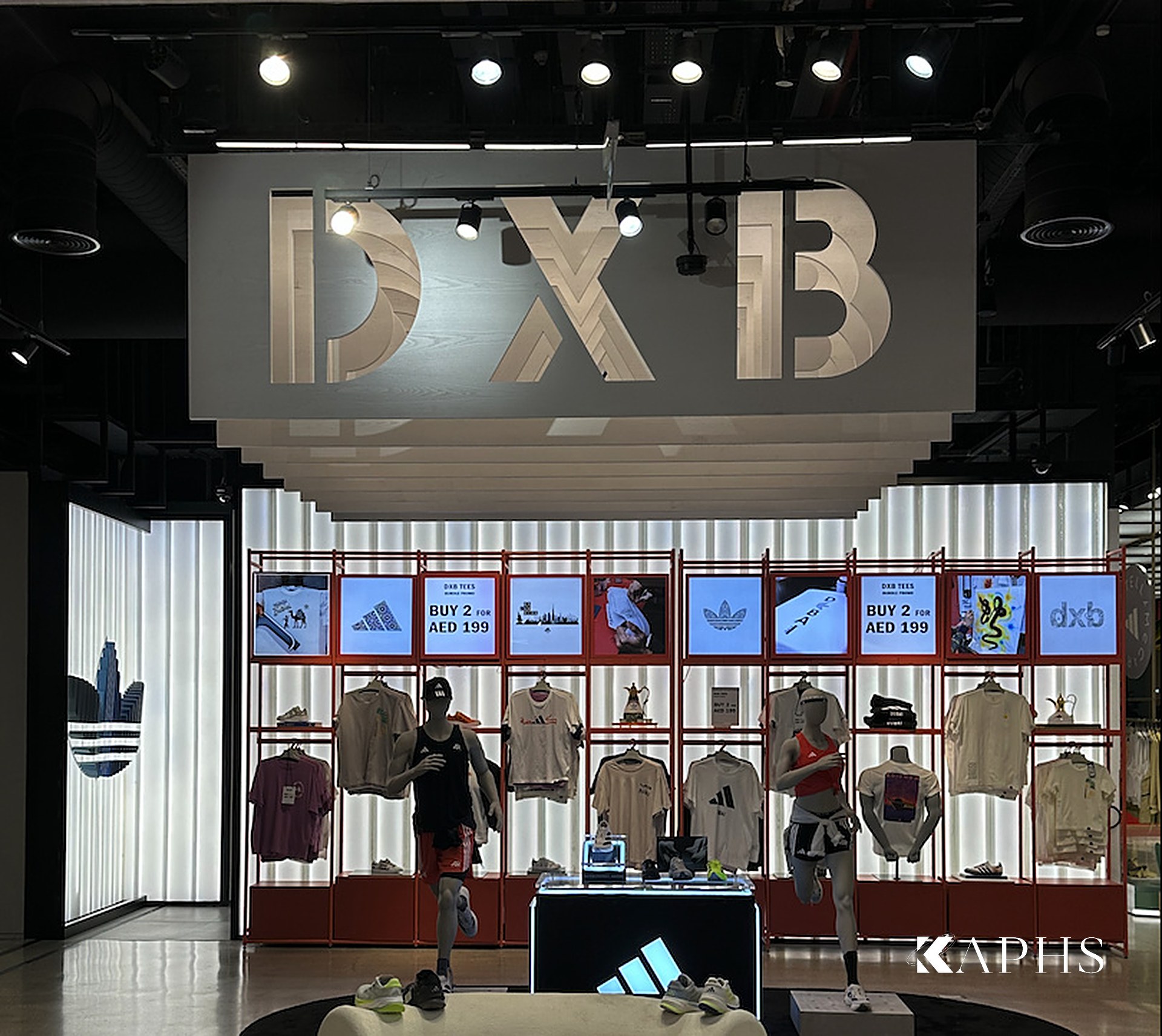 LINIT U-channel glass wall detail, adidas Flagship Store Dubai Mall — KAPHS