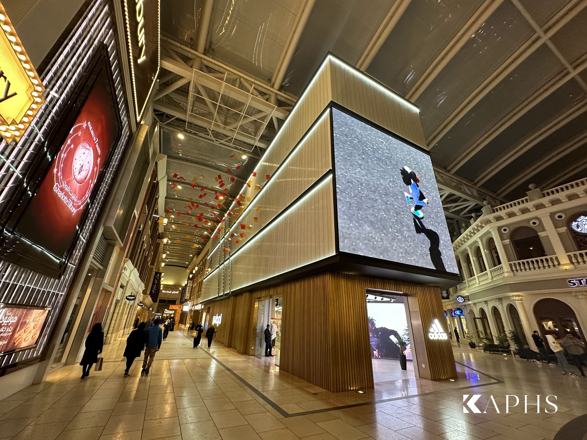 Translucent LINIT U-channel glass fascia at the adidas store, The Avenues Mall Kuwait — KAPHS