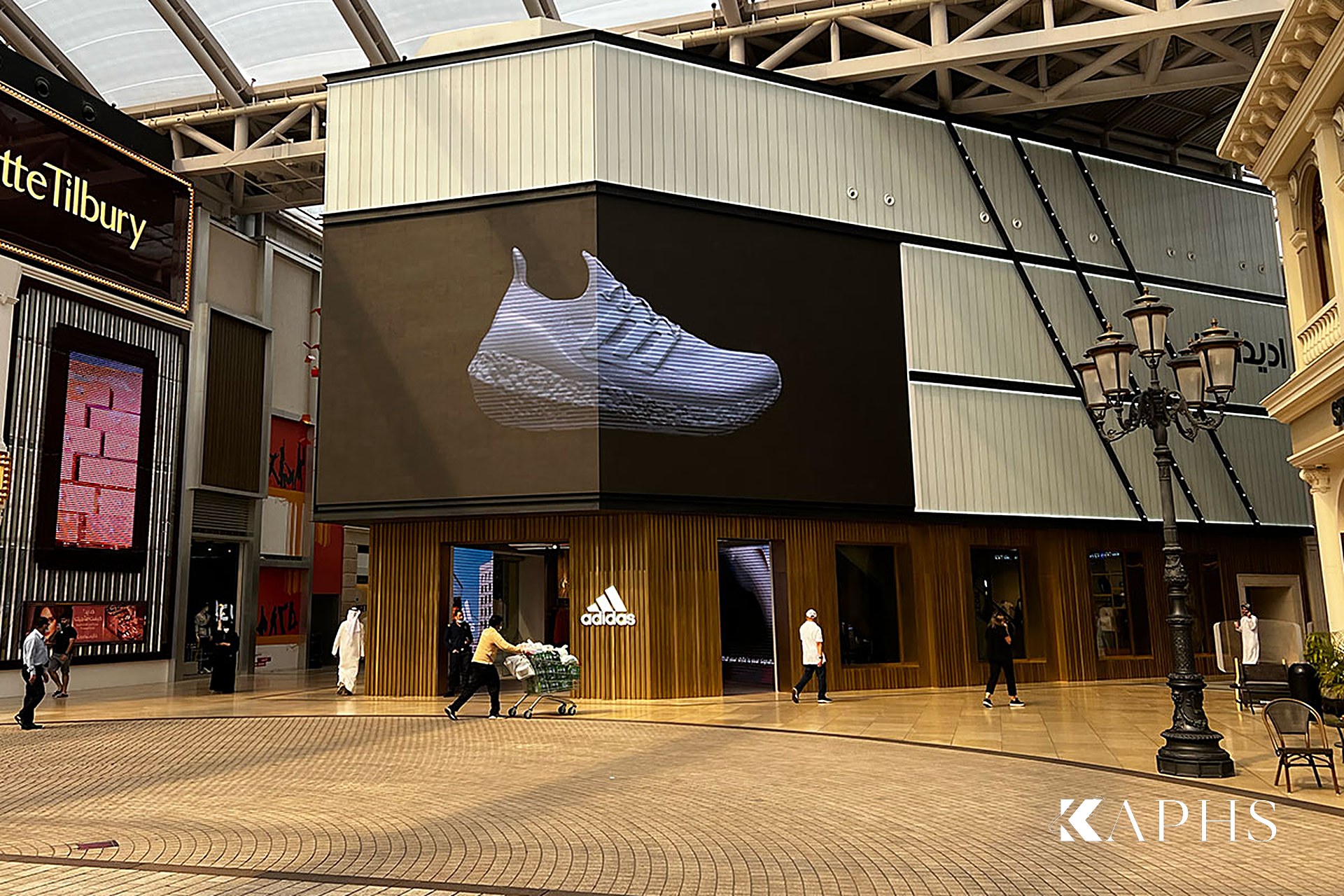 LINIT U-channel glass storefront detail, adidas The Avenues Mall Kuwait — KAPHS