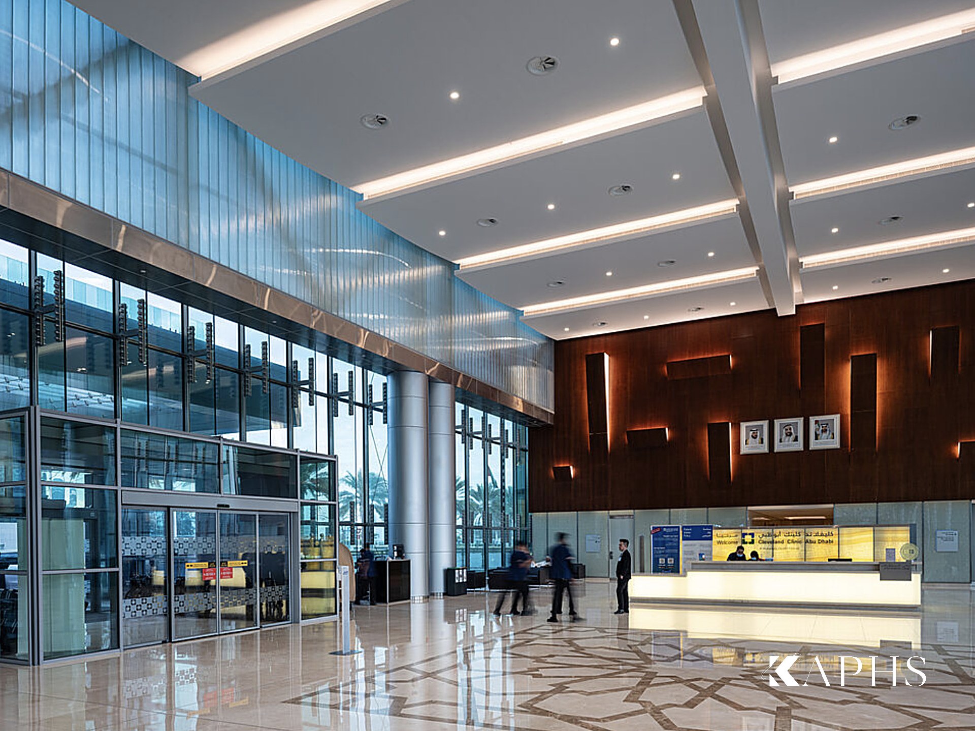 Cleveland Clinic Abu Dhabi — translucent LINIT U-channel glass façade, KAPHS