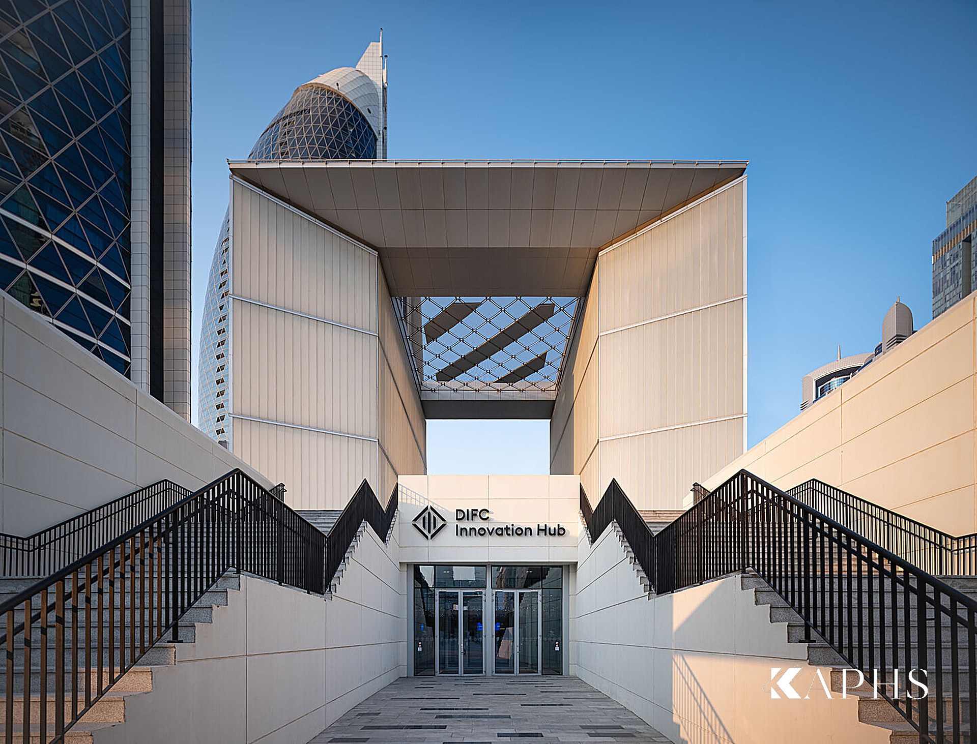 DIFC Gate Avenue — translucent channel glass gateway, Dubai, KAPHS