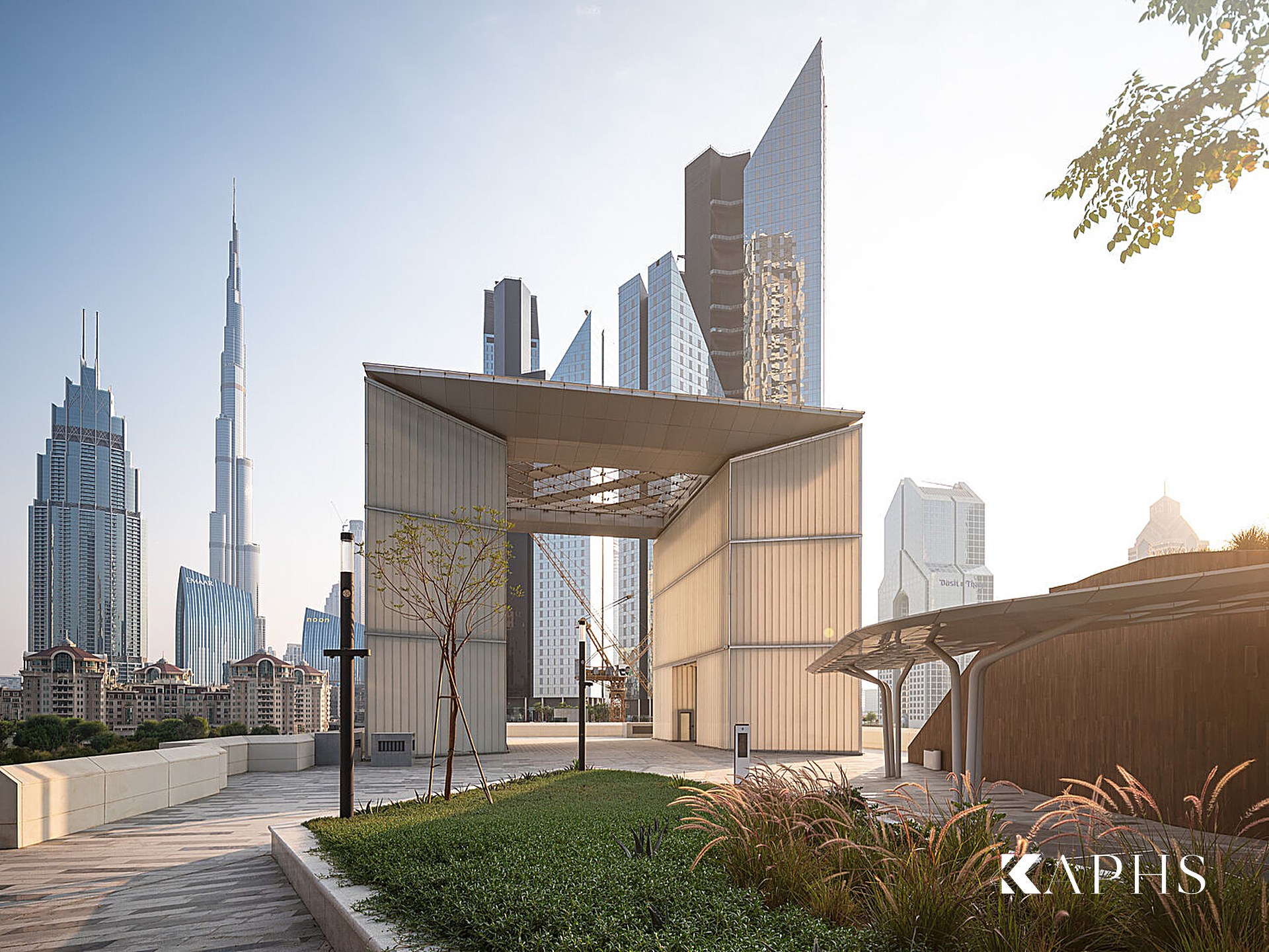 Backlit U-channel glass feature at DIFC Gate Avenue, Dubai — KAPHS