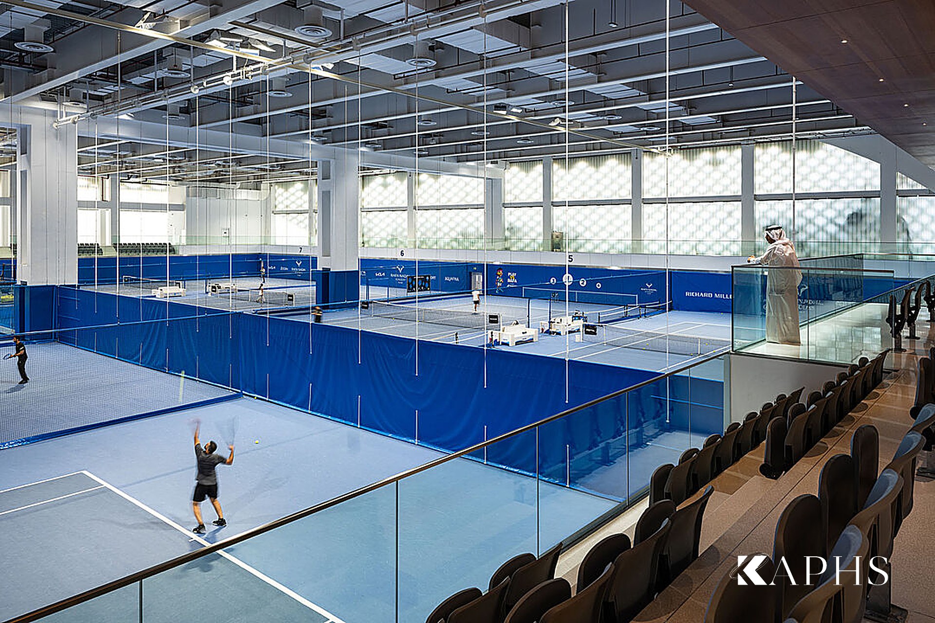 LINIT U-channel glass clerestory over the tennis courts, Kuwait International Tennis Complex — KAPHS