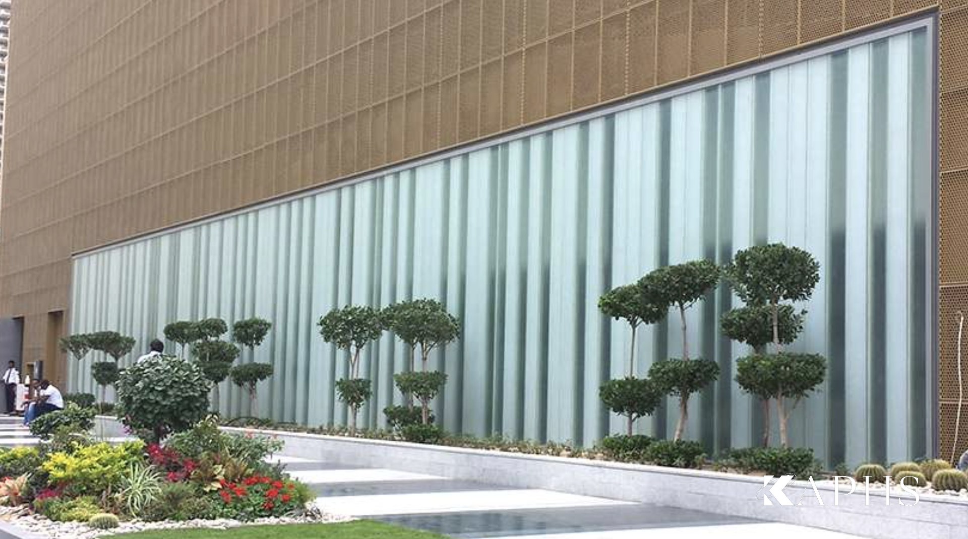 LINIT U-channel glass cladding and landscaped courtyard at The Beach, JBR — KAPHS